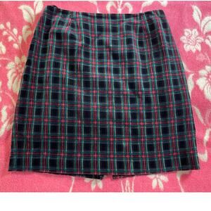 Vtg. Cambridge Dry Goods plaid Dark Academia Preppy Velveted Cotton Skirt SZ 14